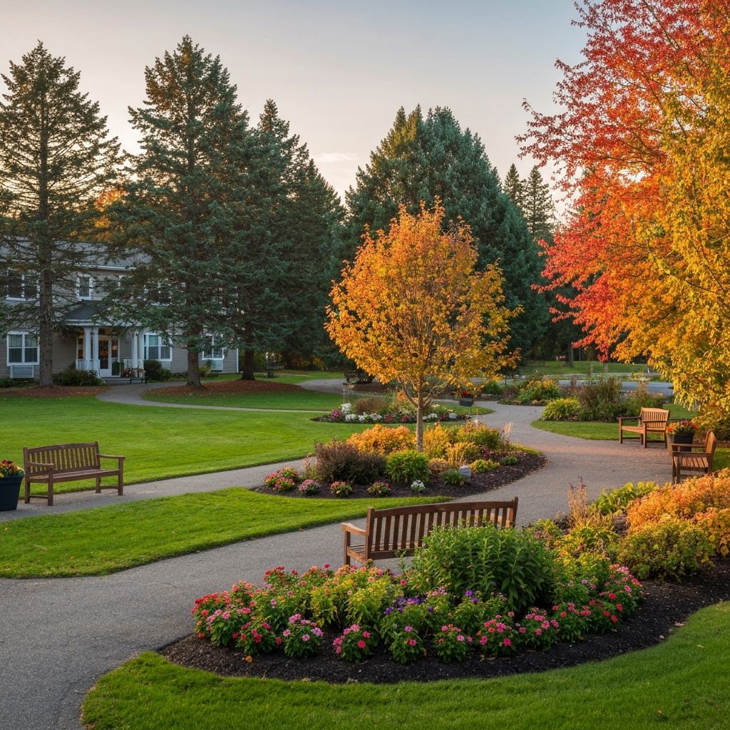 Beautiful gardens at The Cedars facility
